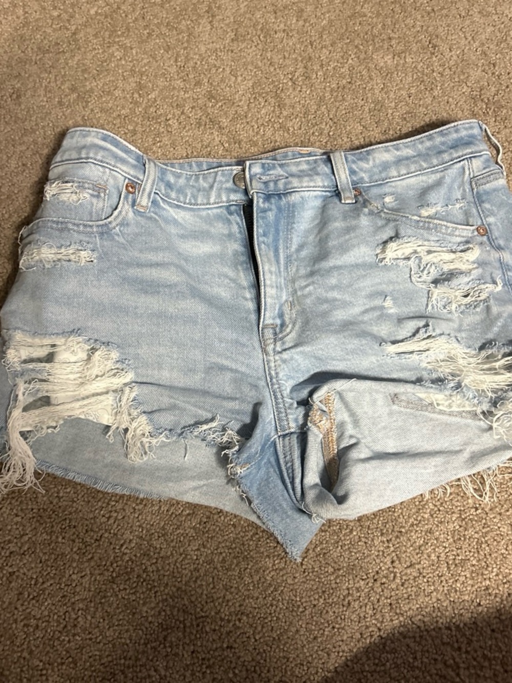 American Eagle Outfitters Light Wash Distressed Denim Shorts